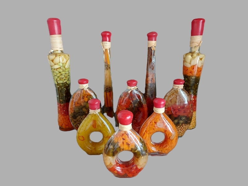 Decorative Bottles Ring Silhouette, Wax Sealed Jars Rustic Vintage Decor