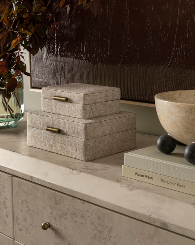Decorative Boxes Stacked Set with Brass Hardware Pulls