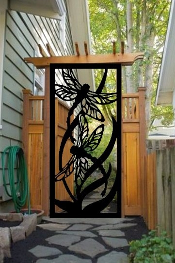 Decorative Panel Dragonfly Motif Laser Cut Garden Gate Insert