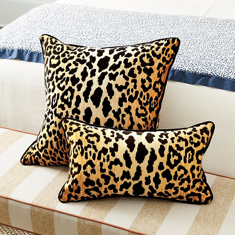 Decorative Pillows, Black Piped Leopard Print Corded Edge