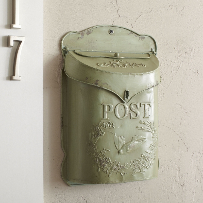 Decorative Post Mailbox For Porch Distressed Metal Wall-Mount Mailbox   Farmhouse White, 10.5x15 Inches  Decorative Or Functional Post Box Decorative  Mailbox For Porch