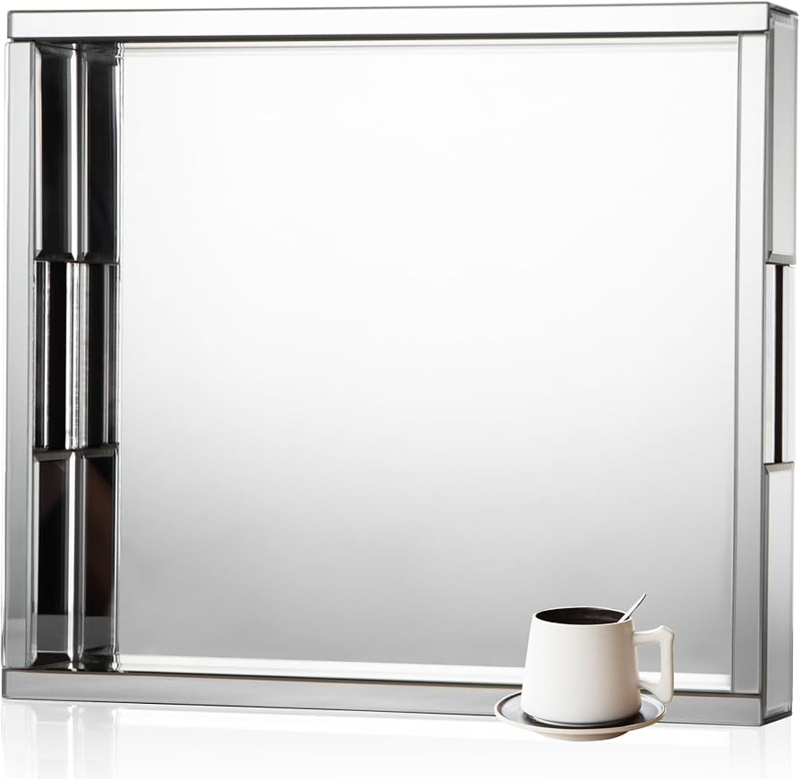 Decorative Tray, Beveled Mirror Panels, All-Over Mirror, Modern Glam