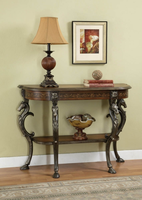 Demilune Console Horse Head Carvings Traditional Neoclassical Bronze