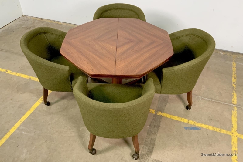 Dinette / Gaming Table with 4 Upholstered Chairs - Midcentury Modern Dining  Room Sets - Sweet Modern, Akron, OH