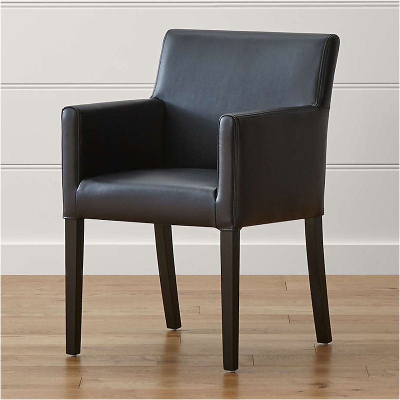 Dining Arm Chair Onyx Top Stitching Square Back Tapered Leg