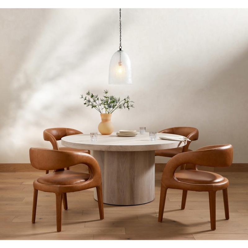 Dining Arm Chair Wrap Around Arms Organic Modern Open Back