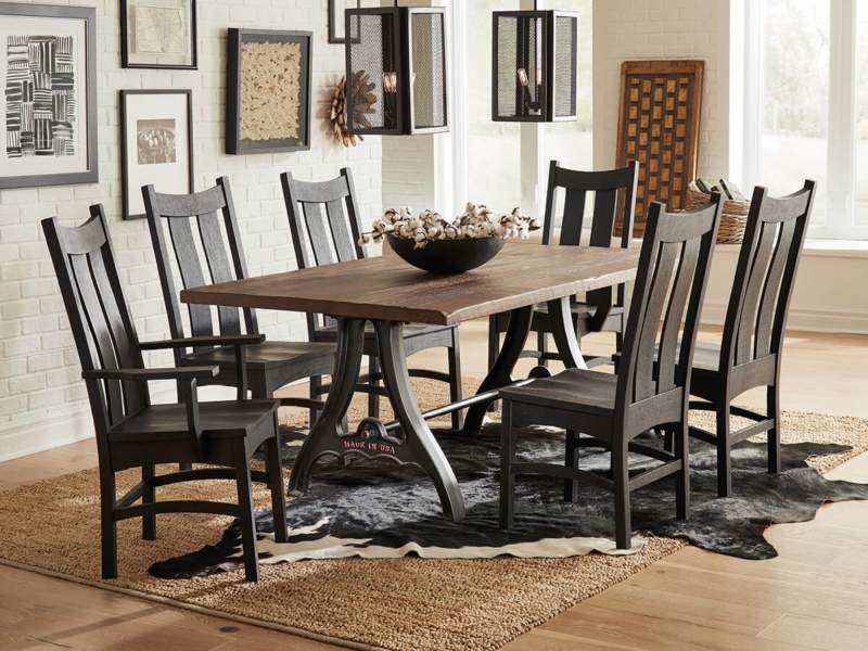 Dining Chair Charcoal Black Shaker Style Vertical Slat Back