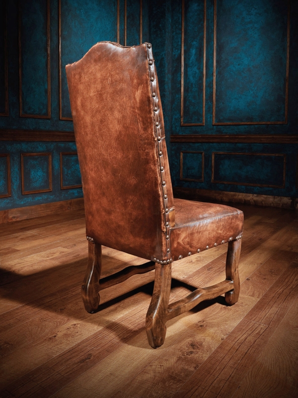 Dining Chair Cognac Scalloped Back High Back Seating