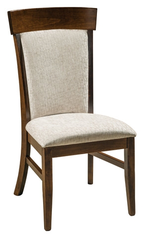 Dining Chair Curved Crest Rail Inset Upholstered Back Hardwood