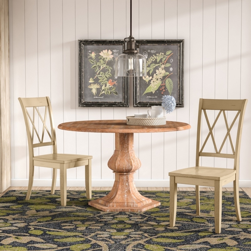 Dining Chair Distressed Cream Finish X-Back Cottage Style