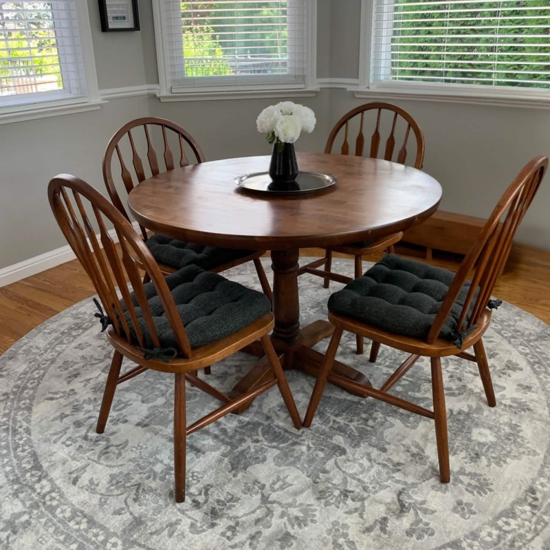 Dining Chair Pads Charcoal Black Tufted Fabric Ties Farmhouse