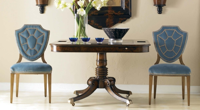 Dining Chair Shield Back Dusty Blue Velvet Nailhead Trim