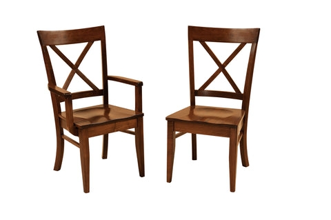 Dining Chair Solid Hardwood X-Back Design Contoured Wood Seat