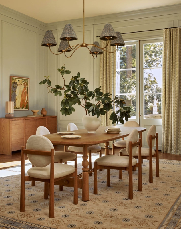 Dining Chairs Circular Upholstered Backrest with Horizontal Rail