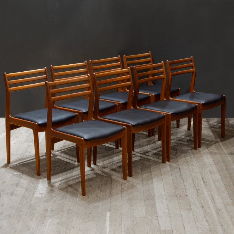 Dining Chairs Set of 8 Ladder Back Matte Black Seats Warm Brown Wood