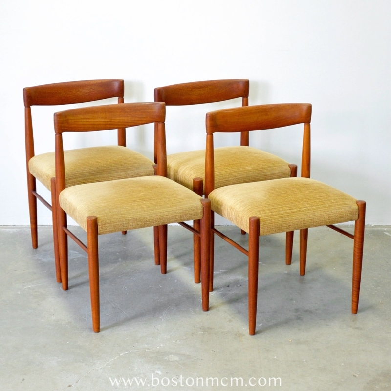 Dining Chairs Set of Four Textured Mustard Upholstery Curved Top Rail