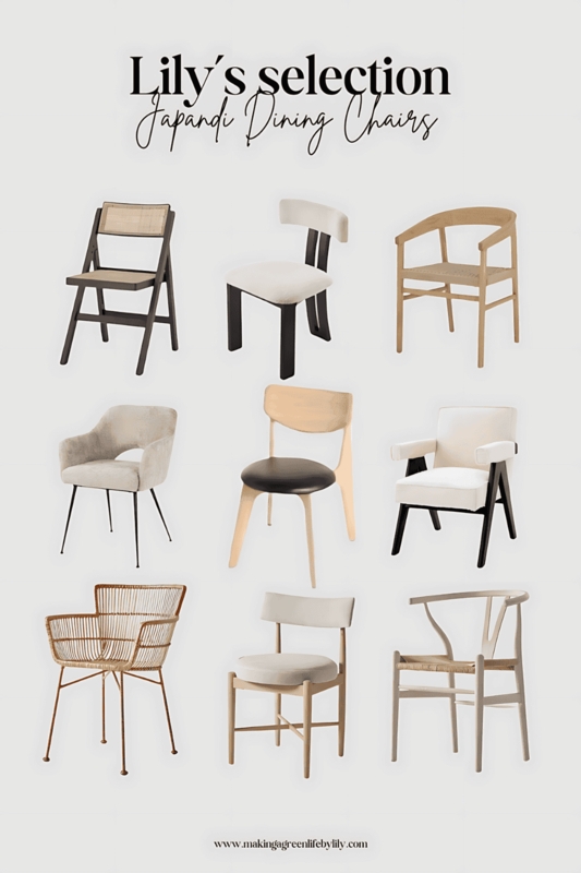 Dining Chairs Wishbone Style with Natural Rattan and Wood Frame