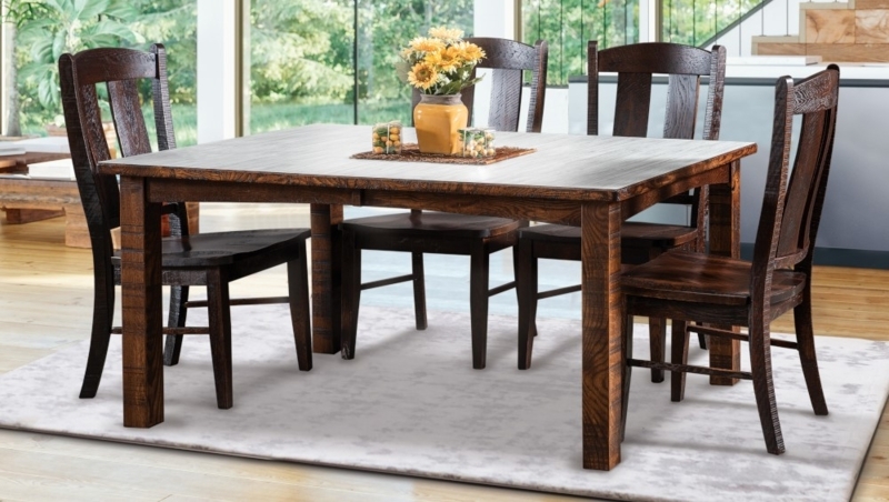 Dining Set: Grey Laminate Top and Espresso Vertical Slat Back Chairs