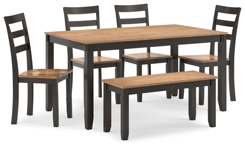 Dining Set: Two-Tone Charcoal and Honey Oak, Ladder Back Chairs