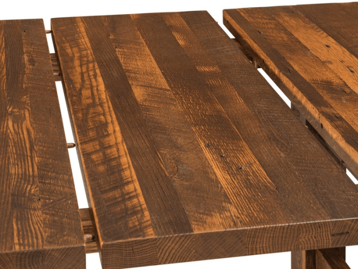 Dining Table Distressed Plank Top Rustic Farmhouse Exposed Joinery