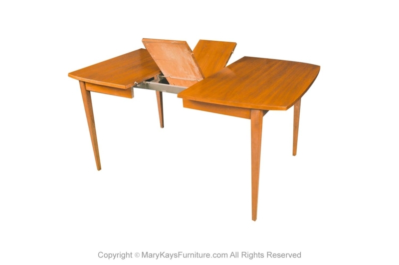 Dining Table Expandable Boat Shape Top Tapered Legs Warm Honey Finish