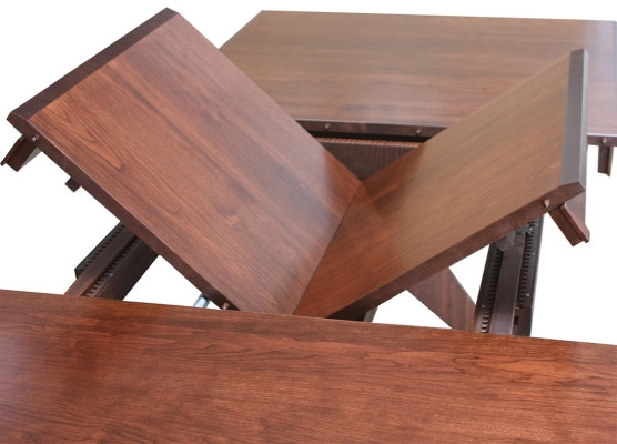Dining Table Expandable Wood Wood Gear Slides Craftsman Reddish Brown