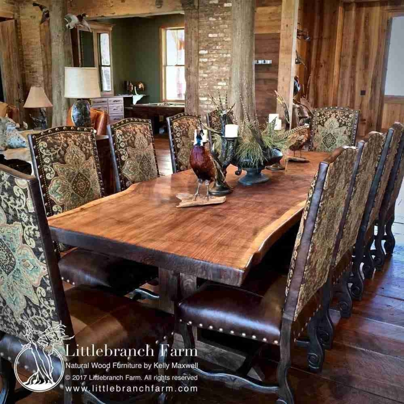 Dining Table Live Edge Walnut Slab Rustic Lodge Natural Wood