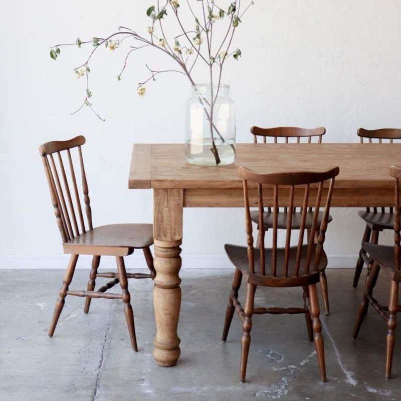 Dining Table Rustic Turned Baluster Legs Reclaimed Warm Honey Wood