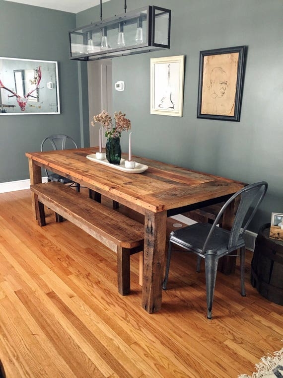 Dining Table Set Modern Farmhouse Reclaimed Wood Industrial Chairs