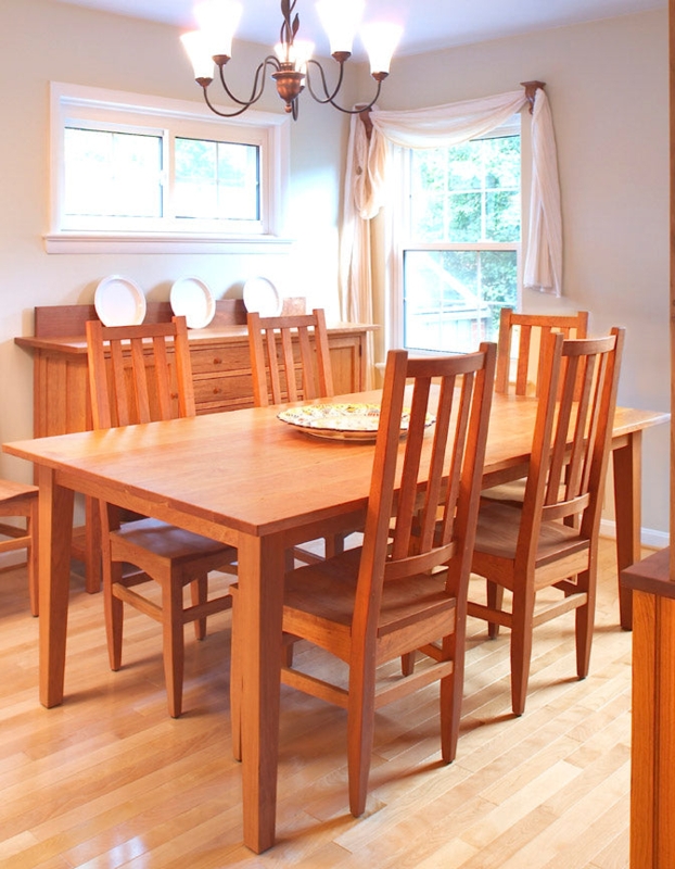 Dining Table Shaker Style Honey Brown Wood Tapered Legs Rectangular