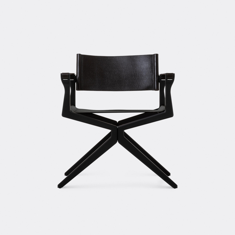 Director Chair Matte Black Architectural Silhouette Sling Back Modern