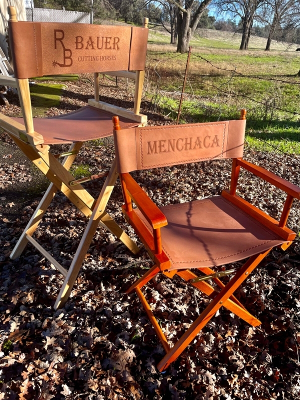 Director Chair Personalized Embossing Leather Wood Western Rustic Style