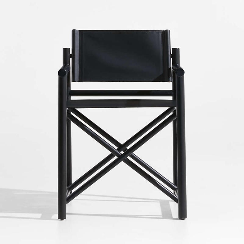 Directors Chair Charcoal Black Matte Cylindrical Frame Modern Minimal