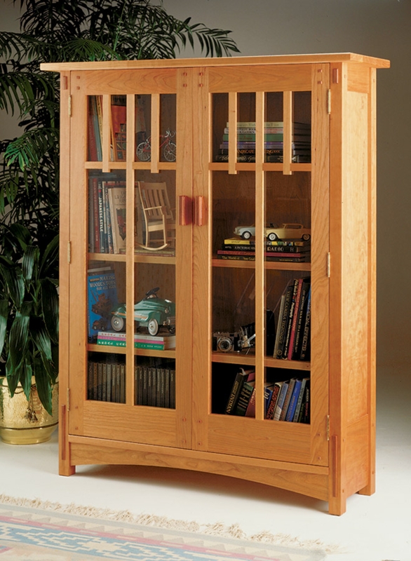 Display Bookcase Slatted Glass Doors Arched Apron