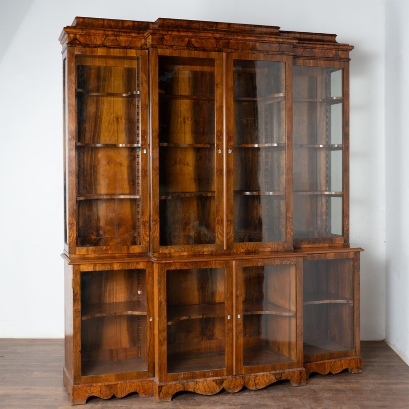 Display Cabinet Antique Swedish Walnut, Figured Grain, Two Tier Design