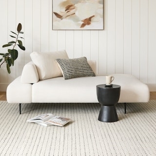 Divan Black Legs & Quartz White Fabric Chaise Lounge, Left | Article