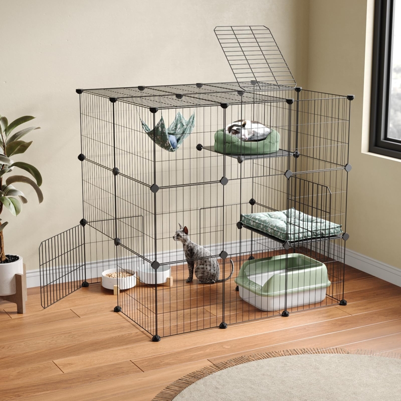 DIY Cat Playpen Modular Wire with Top Access Hatch