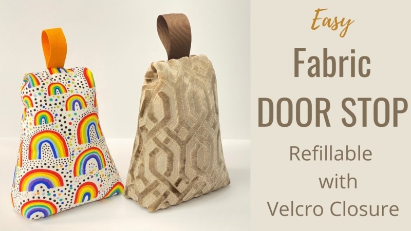 DIY Fabric Door Stop Refillable Design Velcro Closure Whimsical Print