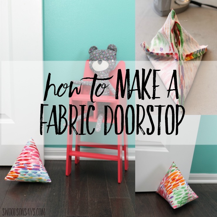 DIY Fabric Doorstop Tetrahedral Shape Vibrant Paint Daub Pattern