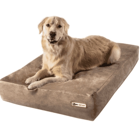 Dog Bed, Cocoa Brown Rectangular, Thick Boxed Edges