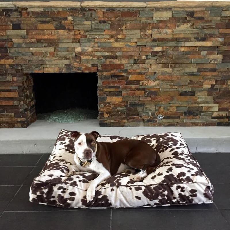Dog Bed Cow Print Rectangular Overstuffed Pillow Rustic Modern Hearth