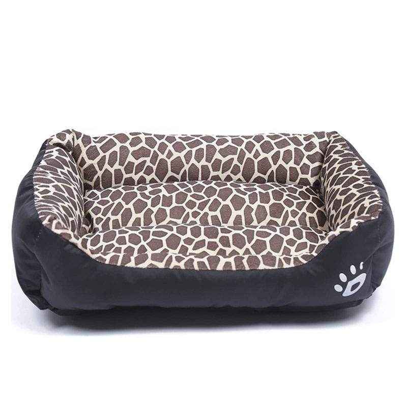 Dog Bed Giraffe Print Interior Matte Black Bolster Paw Print Graphic