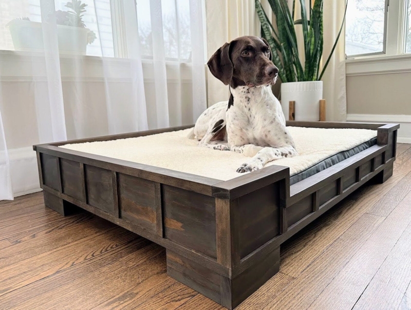 Dog Bed Mission Style Solid Pine Espresso Brown Paneled Sides