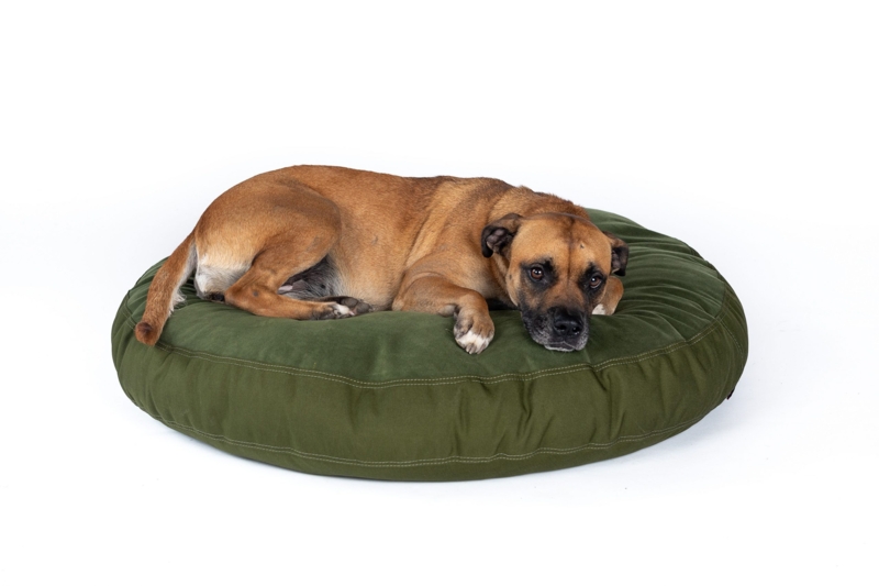 Dog Bed, Olive Green Round Nesting, Double Stitched Seams