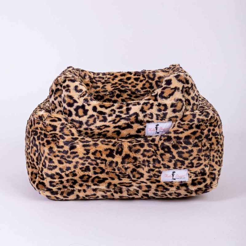 Dog Bed Rectangular High Bolsters Cashmere Like Plush Leopard Glam