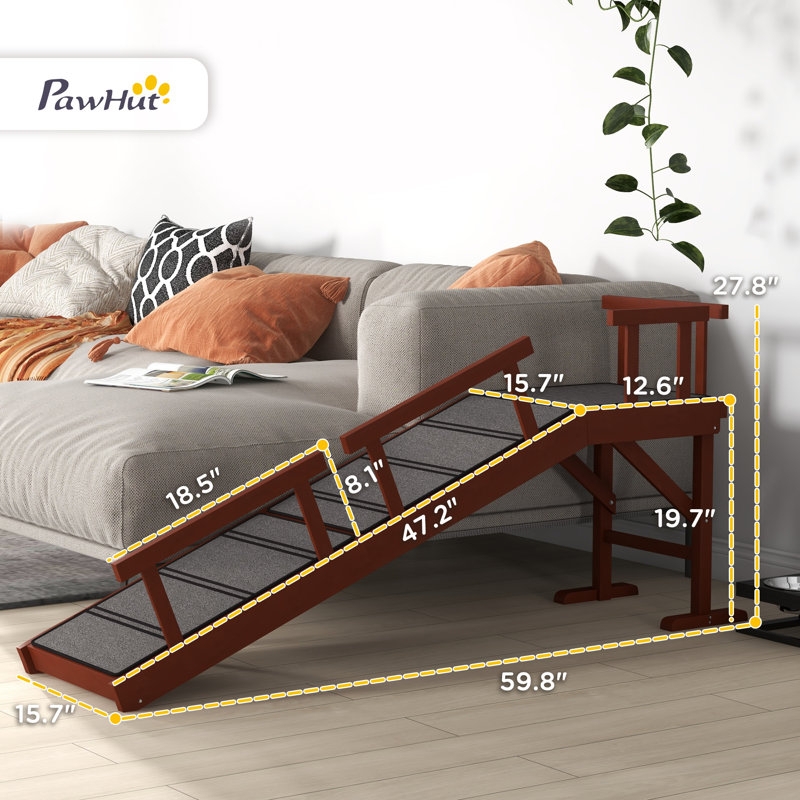 Dog Car Ramp 63" Extra Long Dog Ramp For Couch & Bed - Adjustable,  Foldable, Non-Slip, Holds Up To 200lbs Dog Ramps For Large Dogs