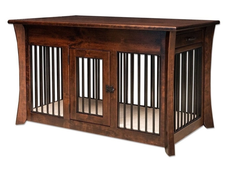 Dog Crate Coffee Table Walnut Finish Craftsman Style Flared Legs