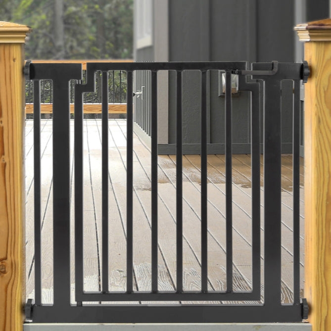 Dog Gate with Integrated Door Matte Black Architectural Deck Gate