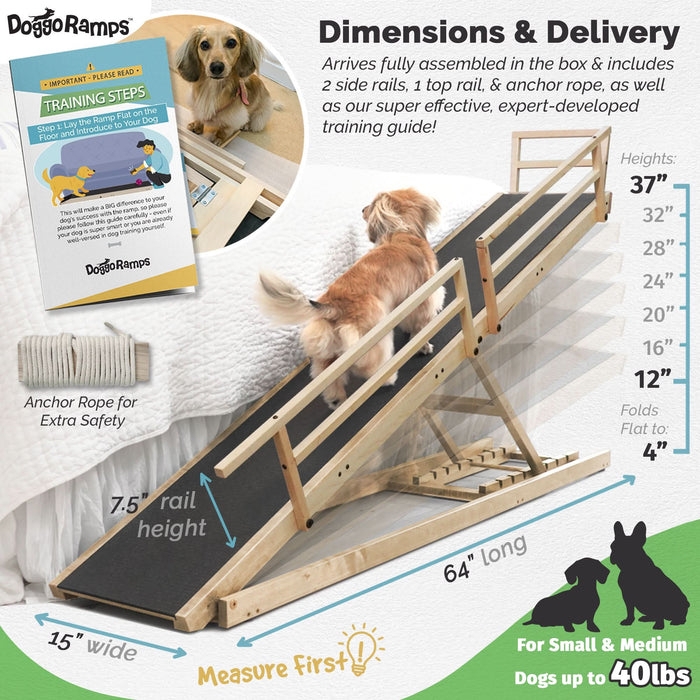 Dog Ramp Adjustable Height 37 Inch Tall Extra Long