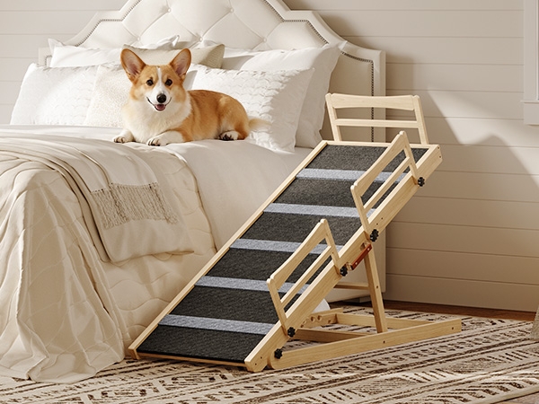 Dog Ramp Modern Farmhouse Traction Strips Wood Tone